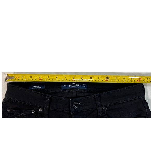 Hollister Men’s Jeans Skinny Fit Advanced Stretch 33 x 32 Distressed Black Jeans - Picture 9 of 13